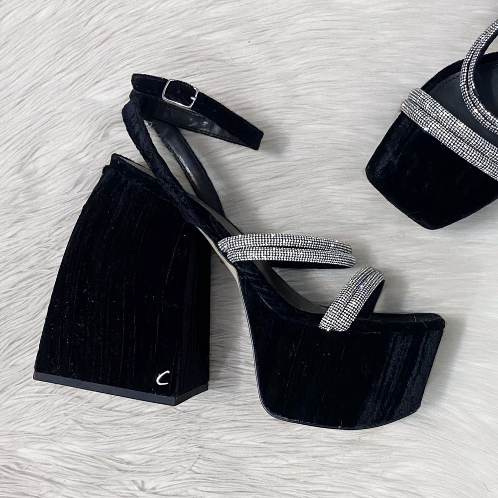 Sam Edelman Black and Silver Platform Heels